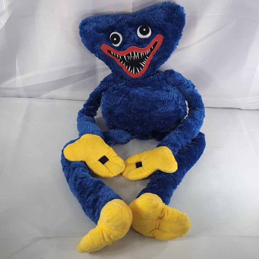 40" Poppy Playtime Plush Huggy Wuggy Blue Hook Loop Hands Scary Smiling Zipper